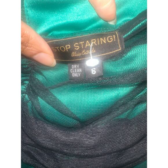 Stop Staring! Women's 6 Emerald Green Fit & Flare Party Dress Vintage-Inspired - Picture 6 of 13